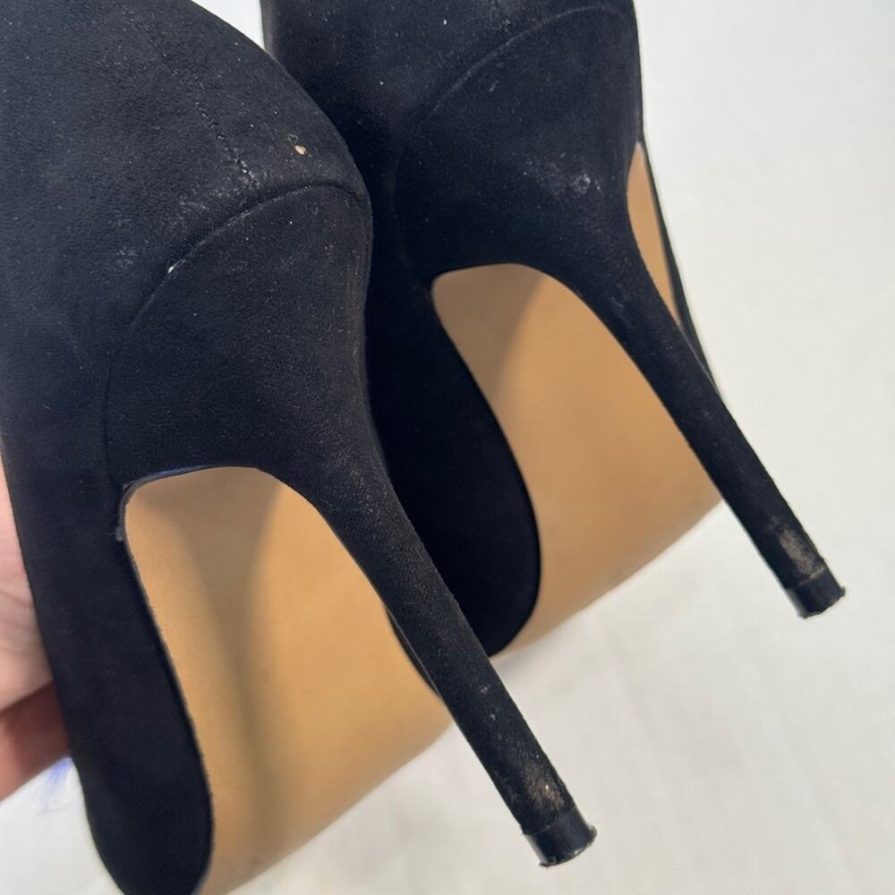 Betsey Johnson Black Eyes Blue Feather Heels Womens 6.5 Artsy Funky Unique - Picture 5 of 10